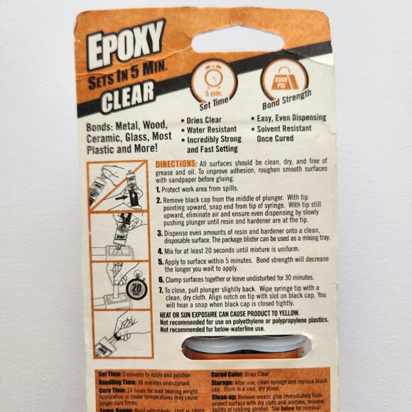 Gorilla Glue Clear Epoxy 5 minutes .85 fl oz Clear Water Resistant Gap-filling B - Picture 7 of 14